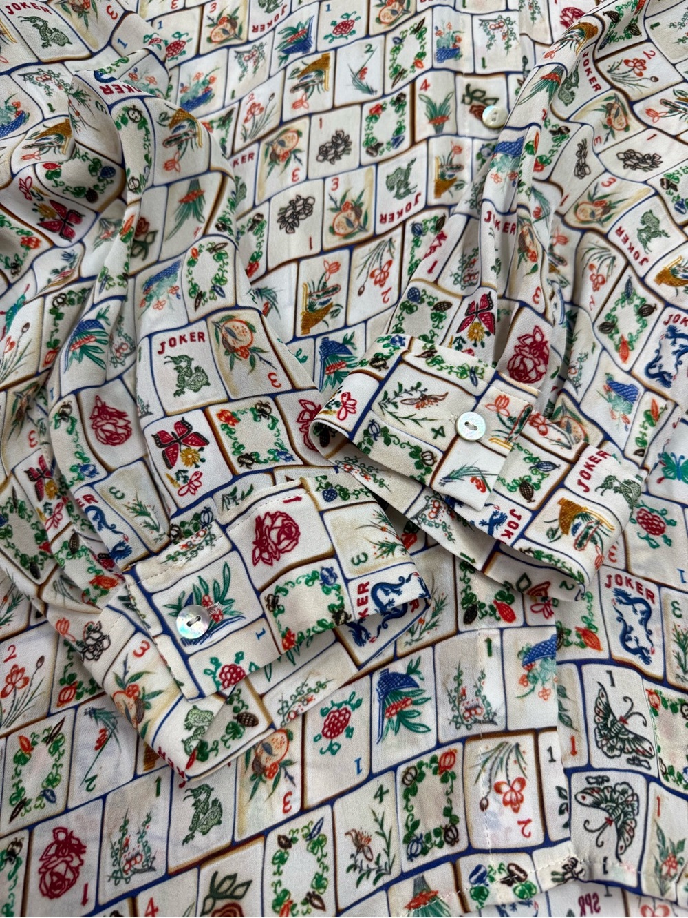 L’Agence Nina Mahjong Print Silk Shirt - Picture 7 of 8